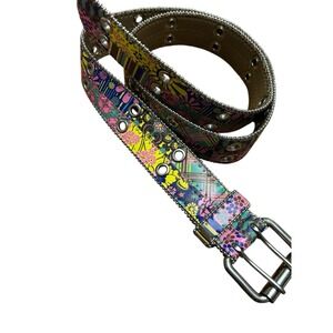 Relic RLJ Patchwork Double Grommet Belt Y2K vintage, BOHO Womans Sz L 42in